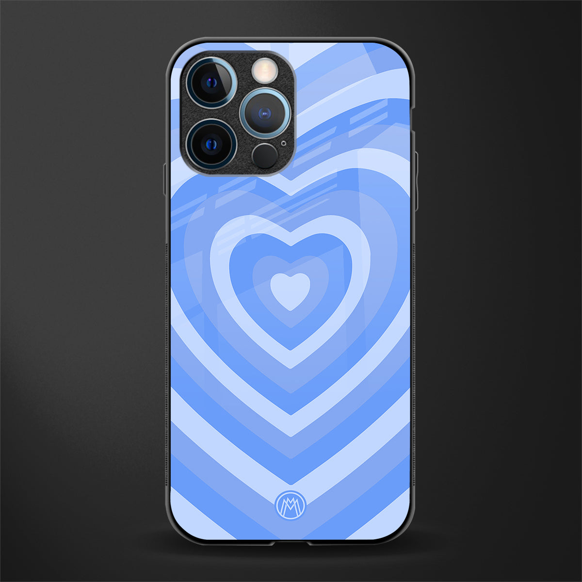 y2k blue hearts aesthetic glass case for iphone 14 pro image