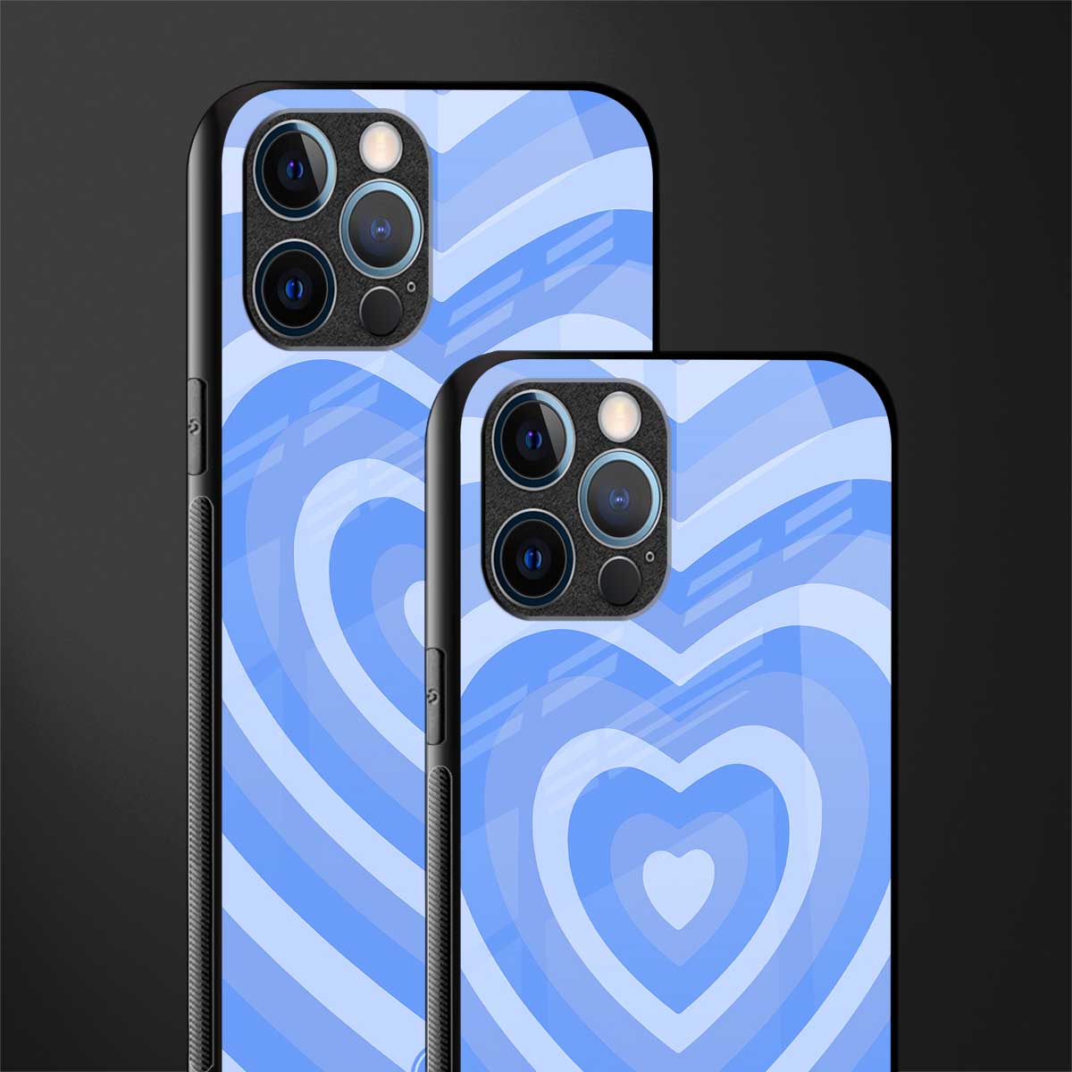 y2k blue hearts aesthetic glass case for iphone 12 pro max image-2