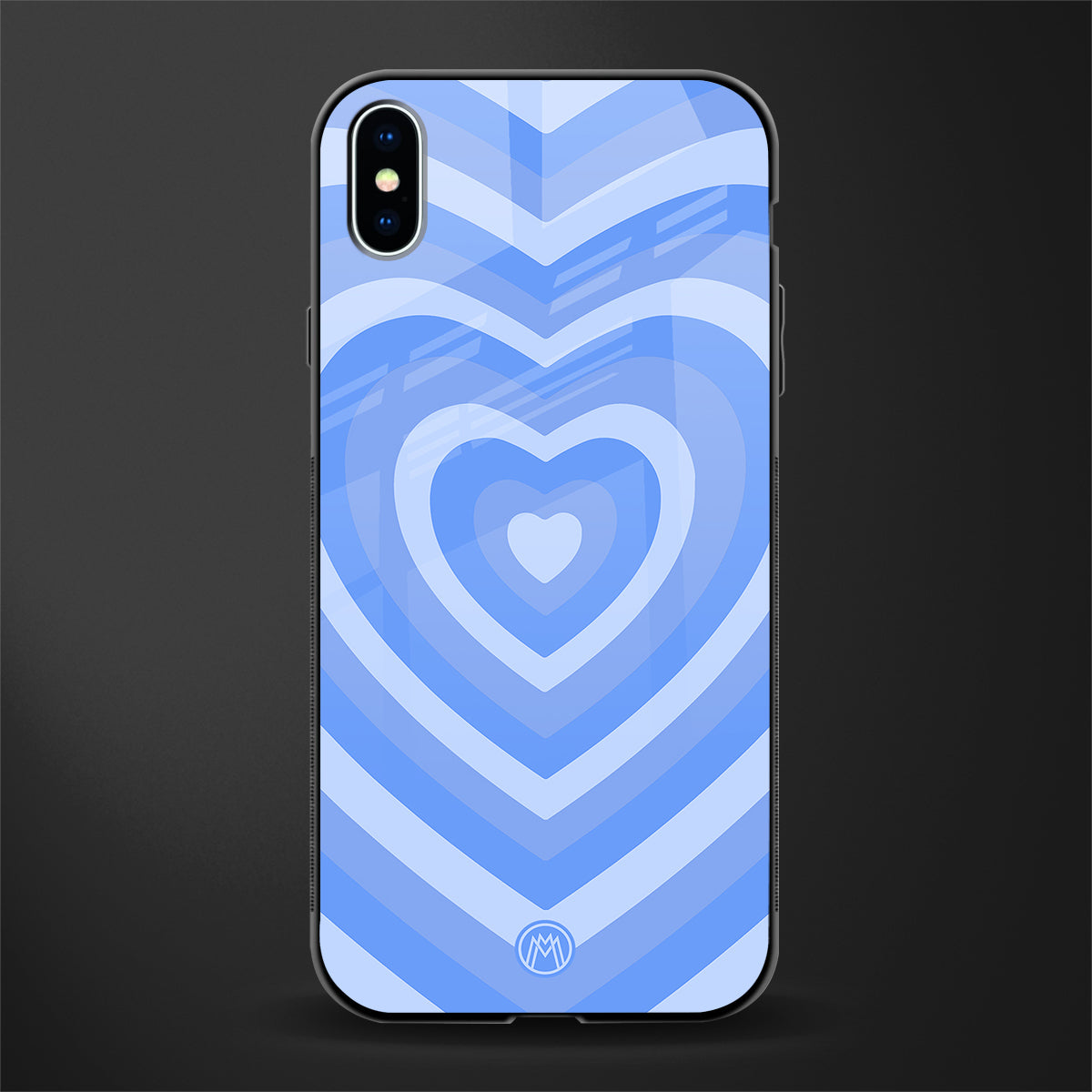 y2k blue hearts aesthetic glass case for iphone xs max image