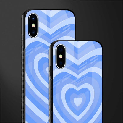 y2k blue hearts aesthetic glass case for iphone xs image-2