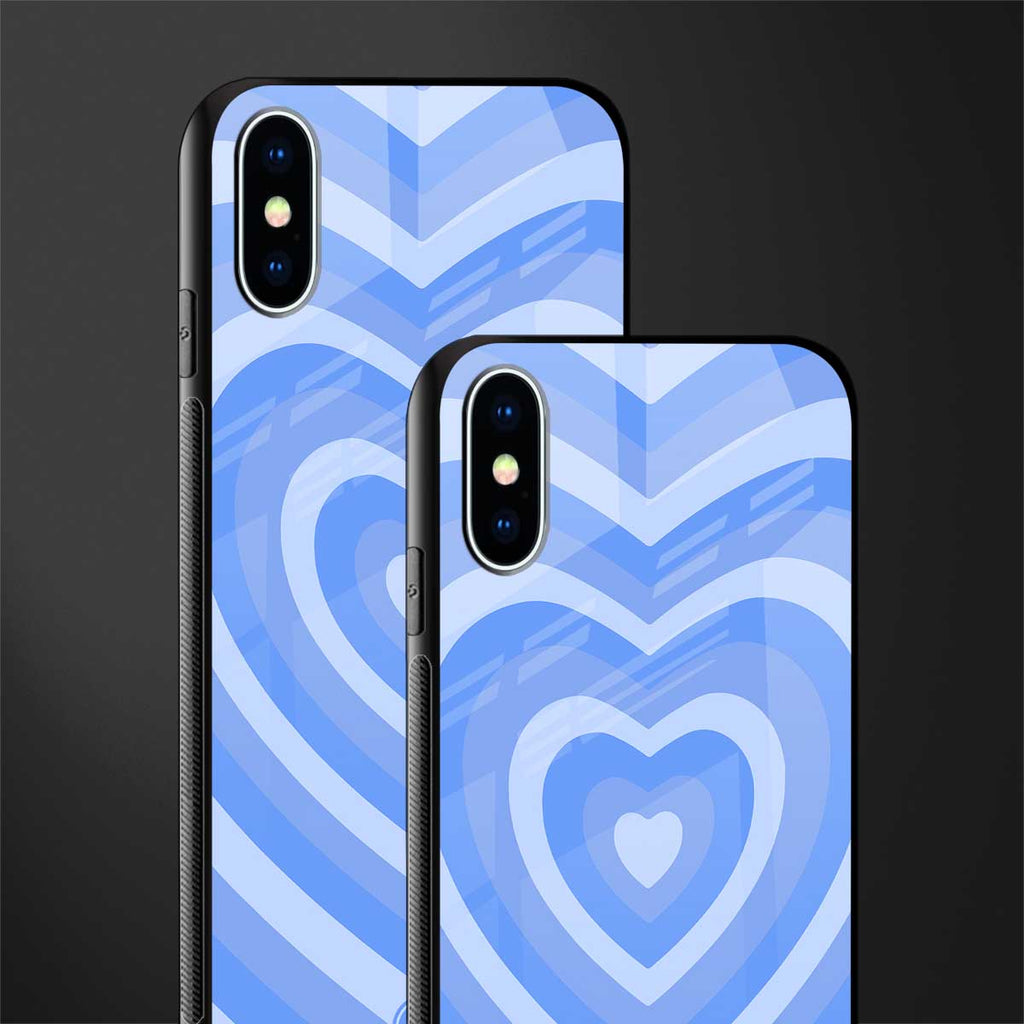y2k blue hearts aesthetic glass case for iphone x image-2