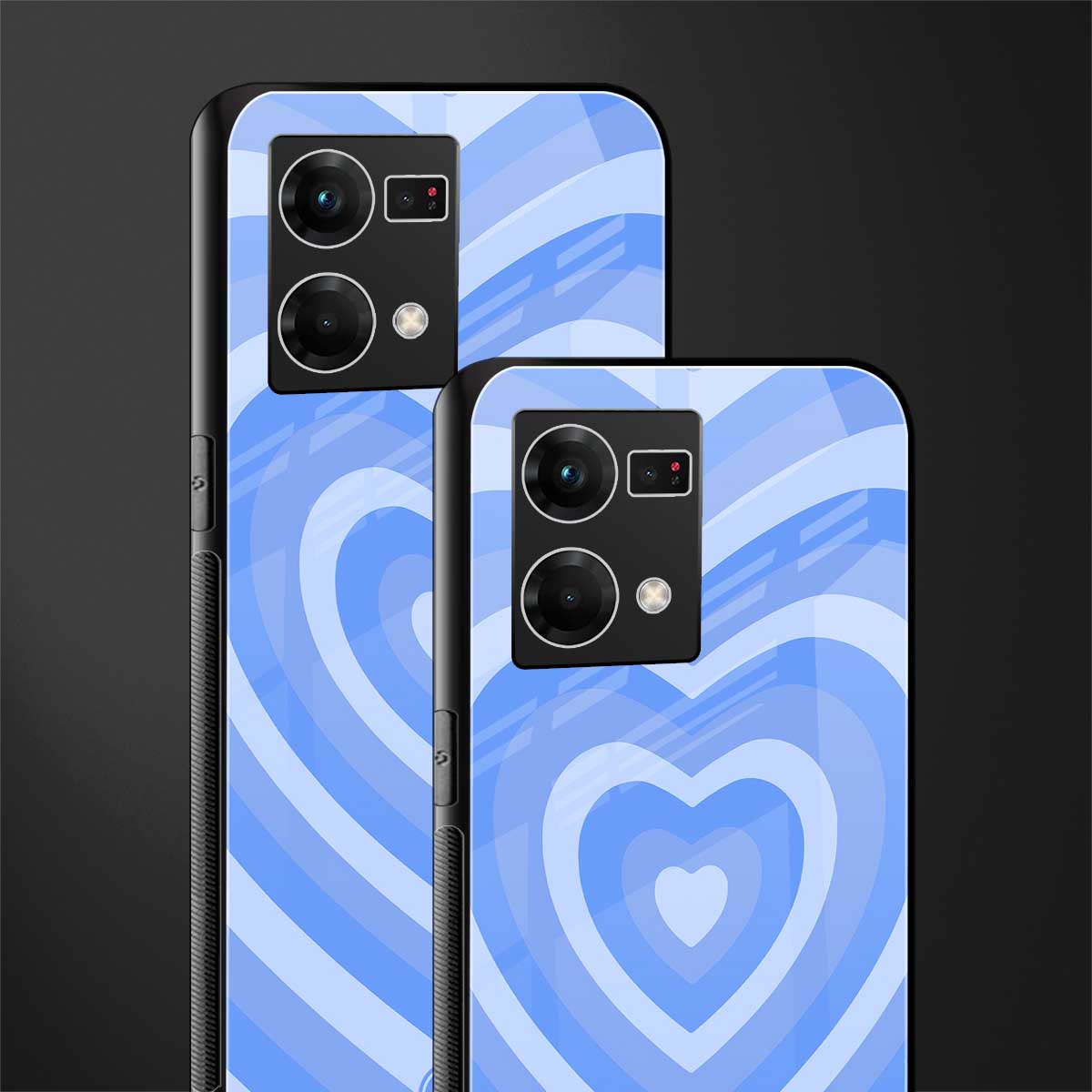 y2k blue hearts aesthetic back phone cover | glass case for oppo f21 pro 4g