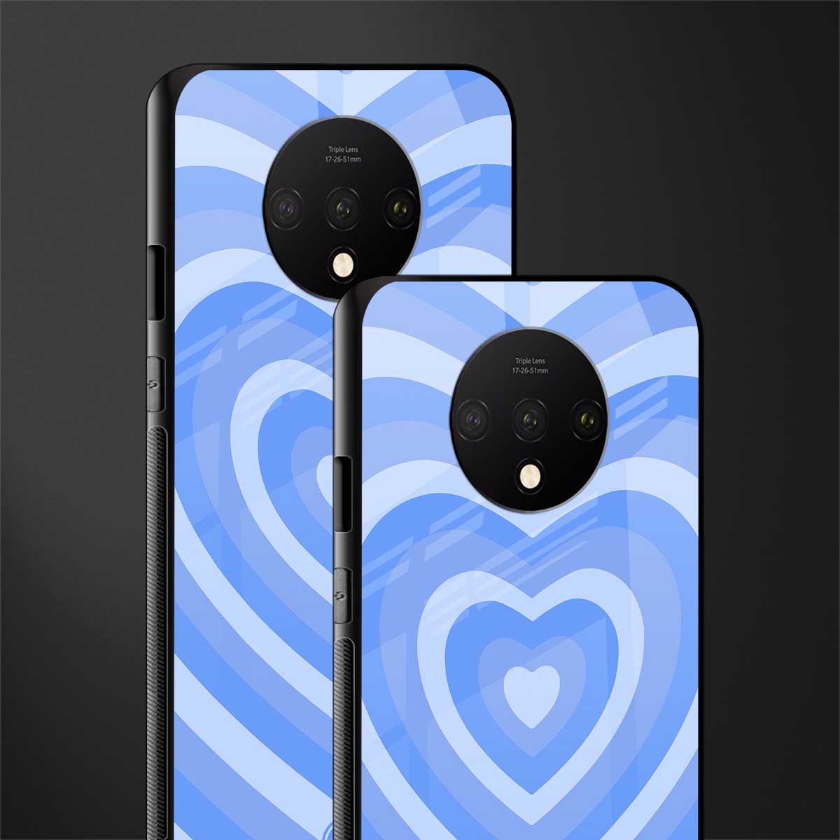 y2k blue hearts aesthetic glass case for oneplus 7t image-2