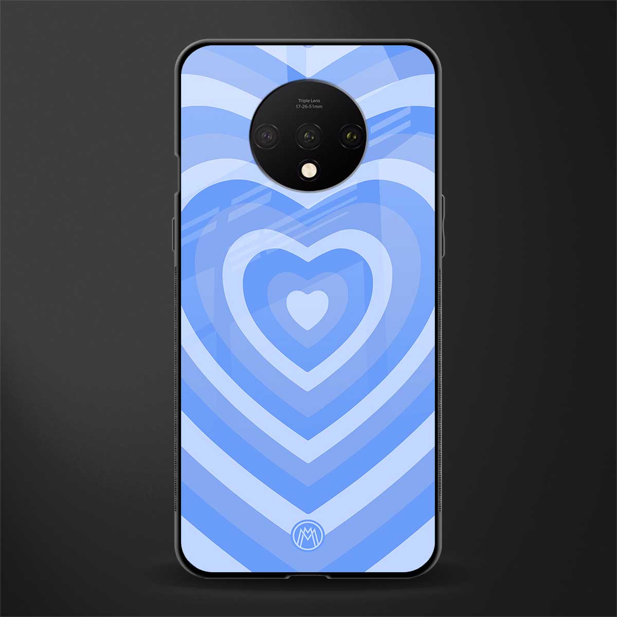 y2k blue hearts aesthetic glass case for oneplus 7t image