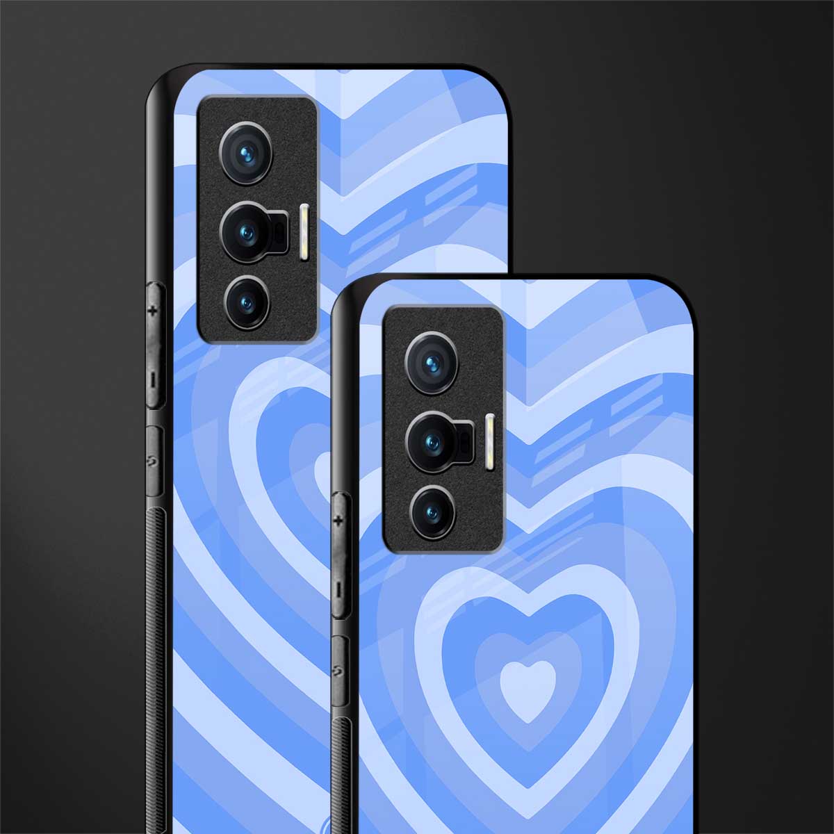 y2k blue hearts aesthetic glass case for vivo x70 image-2