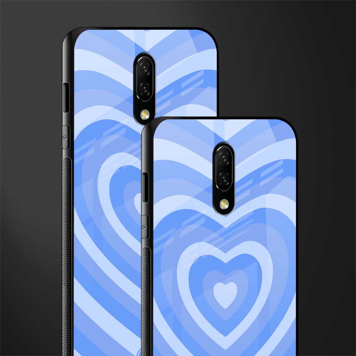 y2k blue hearts aesthetic glass case for oneplus 7 image-2