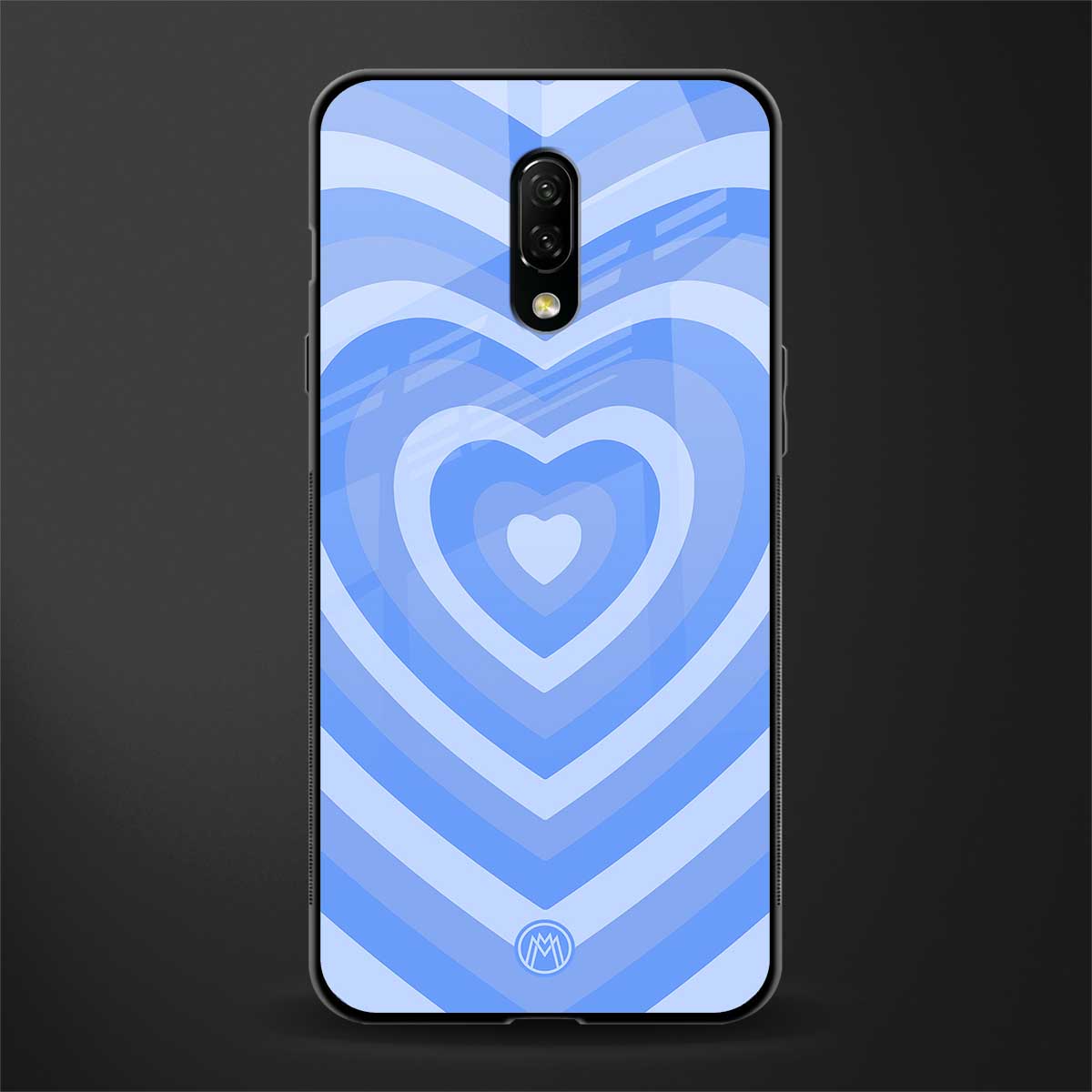 y2k blue hearts aesthetic glass case for oneplus 7 image