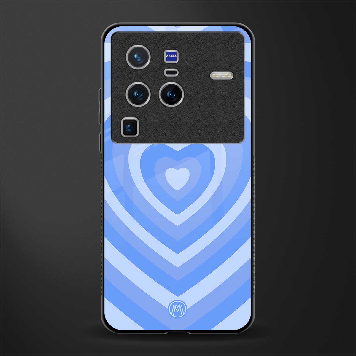 y2k blue hearts aesthetic glass case for vivo x80 pro 5g image