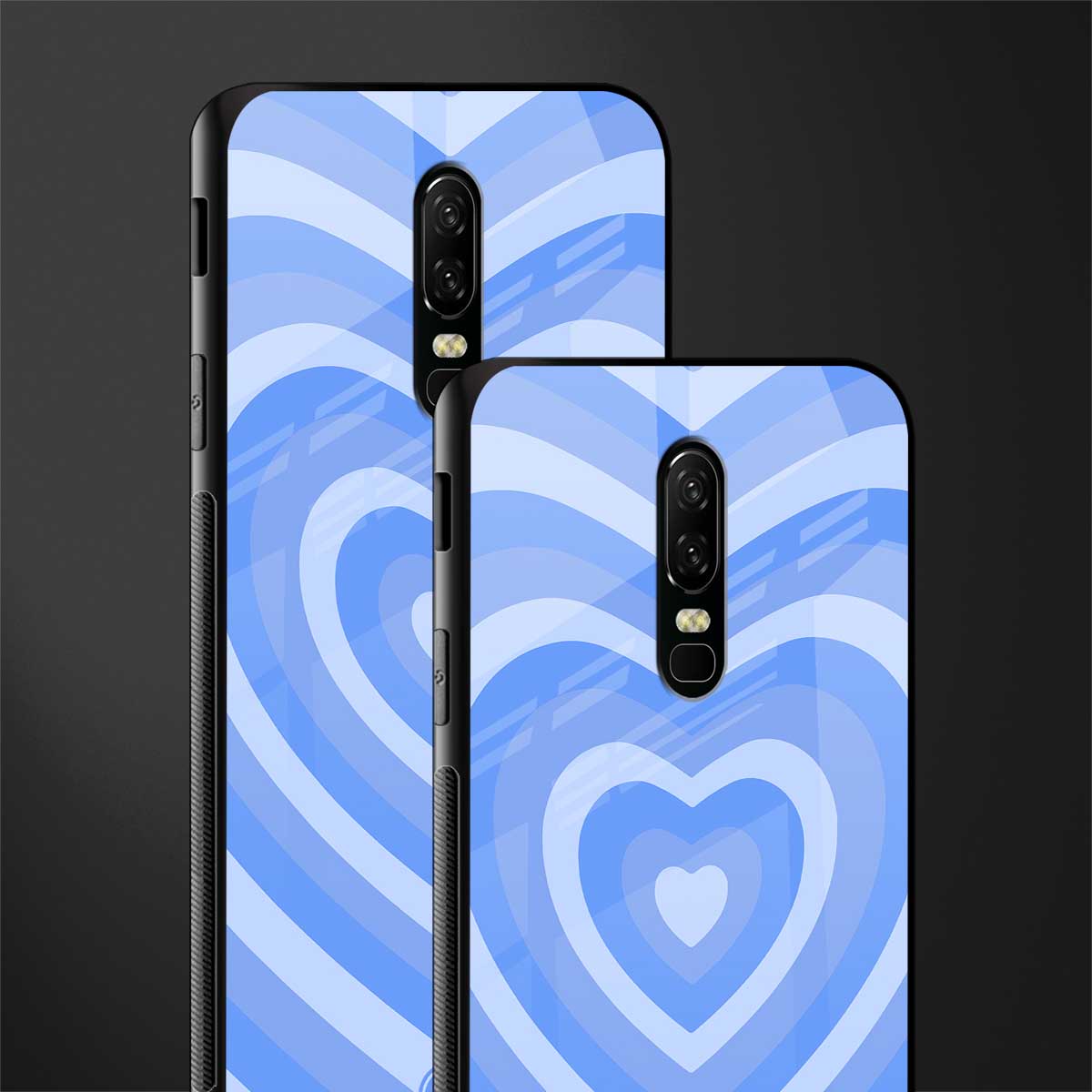 y2k blue hearts aesthetic glass case for oneplus 6 image-2