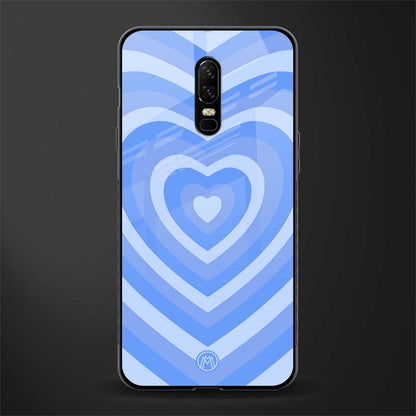 y2k blue hearts aesthetic glass case for oneplus 6 image