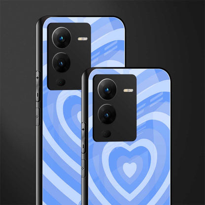 y2k blue hearts aesthetic back phone cover | glass case for vivo v25 pro 5g