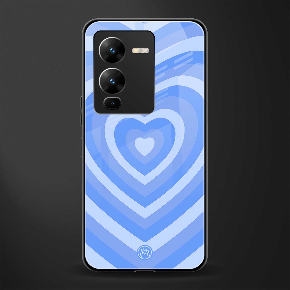 y2k blue hearts aesthetic back phone cover | glass case for vivo v25 pro 5g