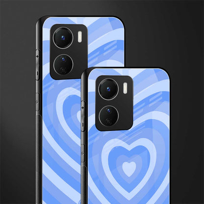 y2k blue hearts aesthetic back phone cover | glass case for vivo y16