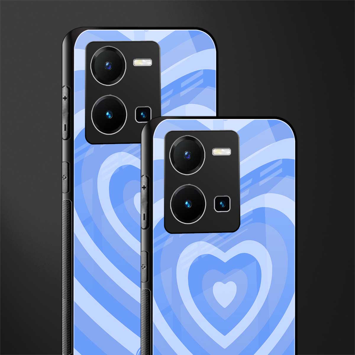 y2k blue hearts aesthetic back phone cover | glass case for vivo y35 4g