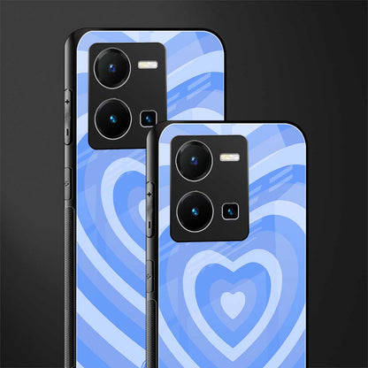 y2k blue hearts aesthetic back phone cover | glass case for vivo y35 4g