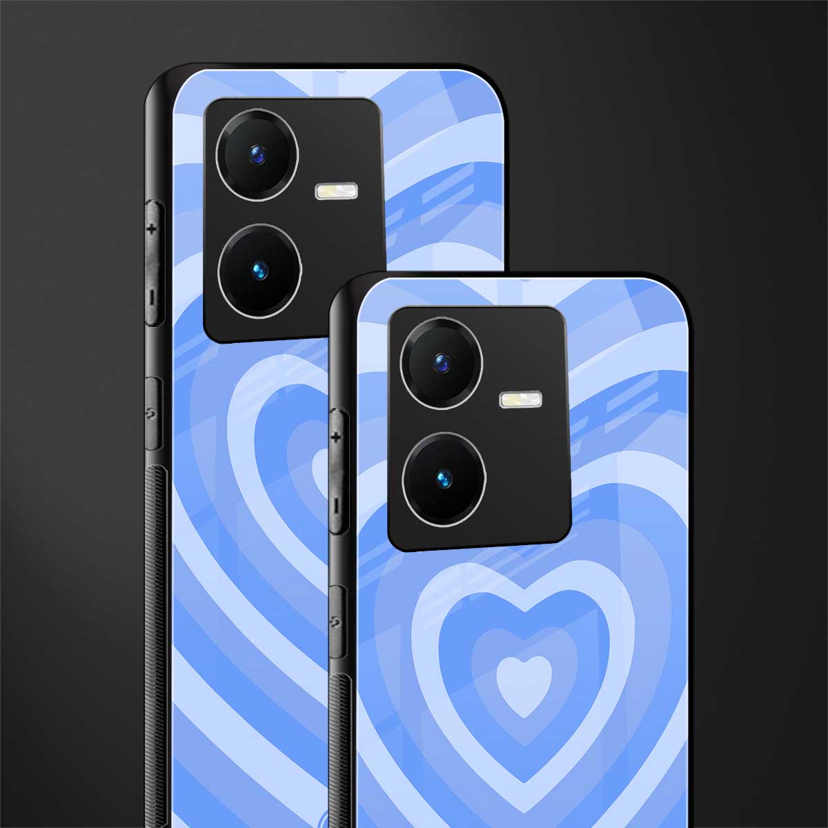 y2k blue hearts aesthetic back phone cover | glass case for vivo y22
