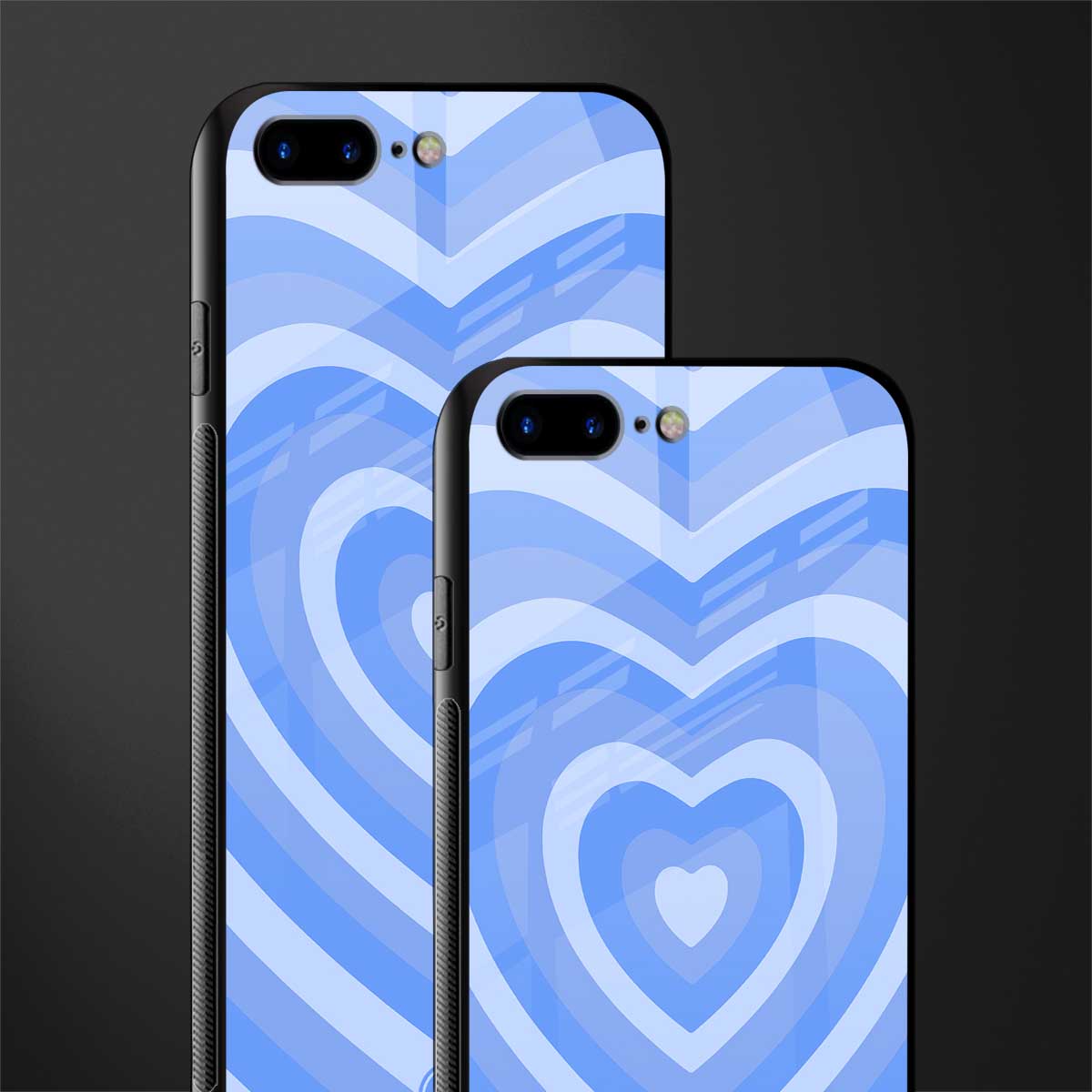 y2k blue hearts aesthetic glass case for iphone 7 plus image-2
