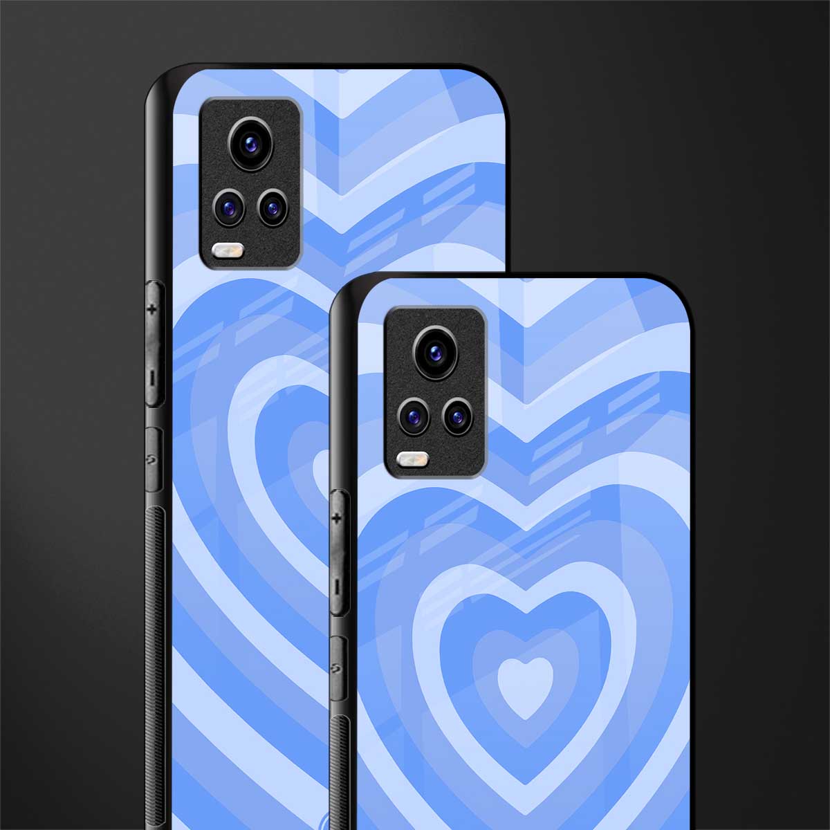 y2k blue hearts aesthetic back phone cover | glass case for vivo v21e 4g