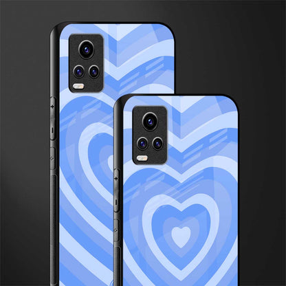 y2k blue hearts aesthetic back phone cover | glass case for vivo v21e 4g