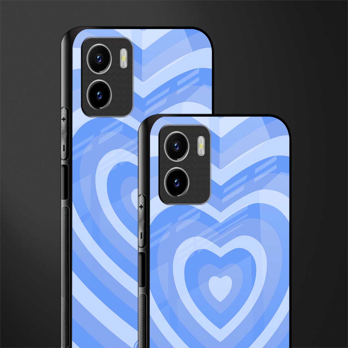 y2k blue hearts aesthetic back phone cover | glass case for vivo y72