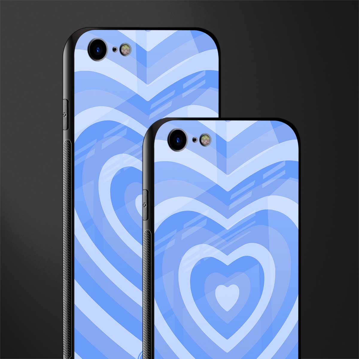 y2k blue hearts aesthetic glass case for iphone se 2020 image-2