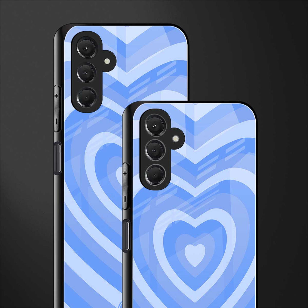 y2k blue hearts aesthetic back phone cover | glass case for samsun galaxy a24 4g