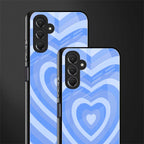 y2k blue hearts aesthetic back phone cover | glass case for samsun galaxy a24 4g