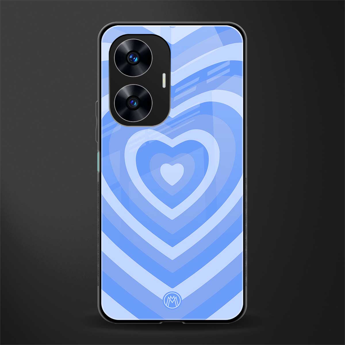 y2k blue hearts aesthetic back phone cover | glass case for realme c55
