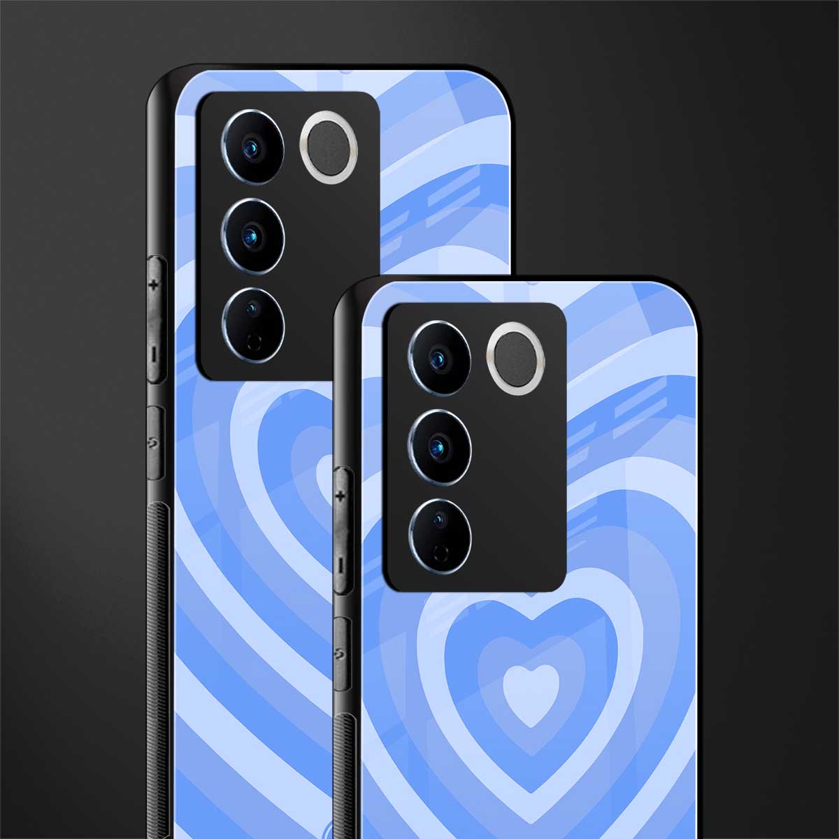 y2k blue hearts aesthetic back phone cover | glass case for vivo v27 pro 5g