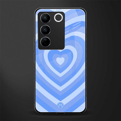 y2k blue hearts aesthetic back phone cover | glass case for vivo v27 pro 5g