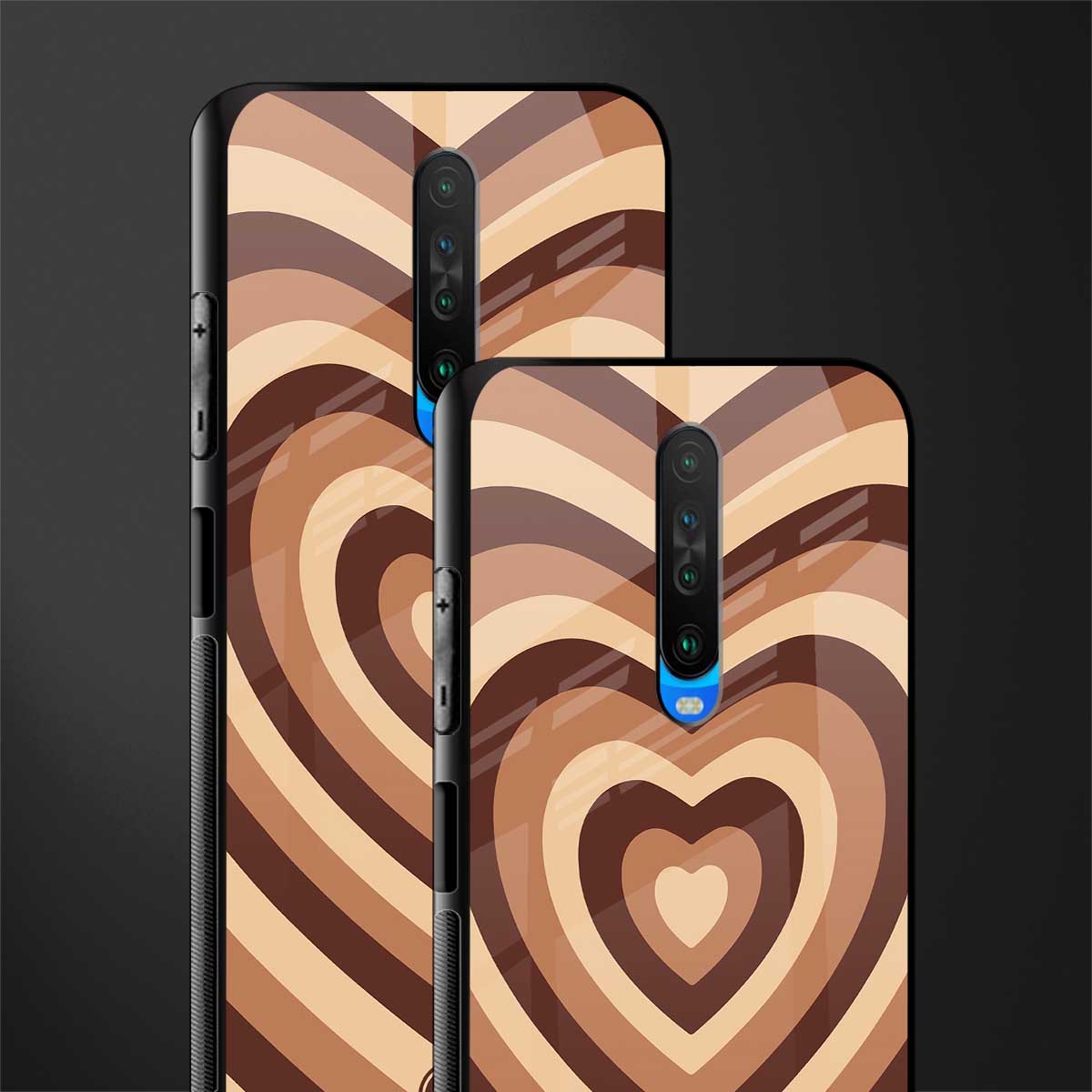 y2k brown hearts aesthetic glass case for poco x2 image-2