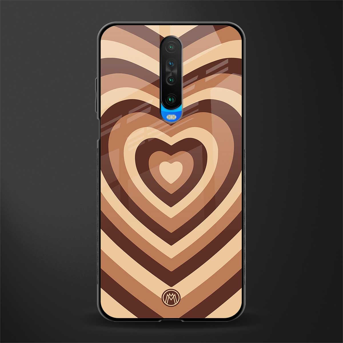 y2k brown hearts aesthetic glass case for poco x2 image