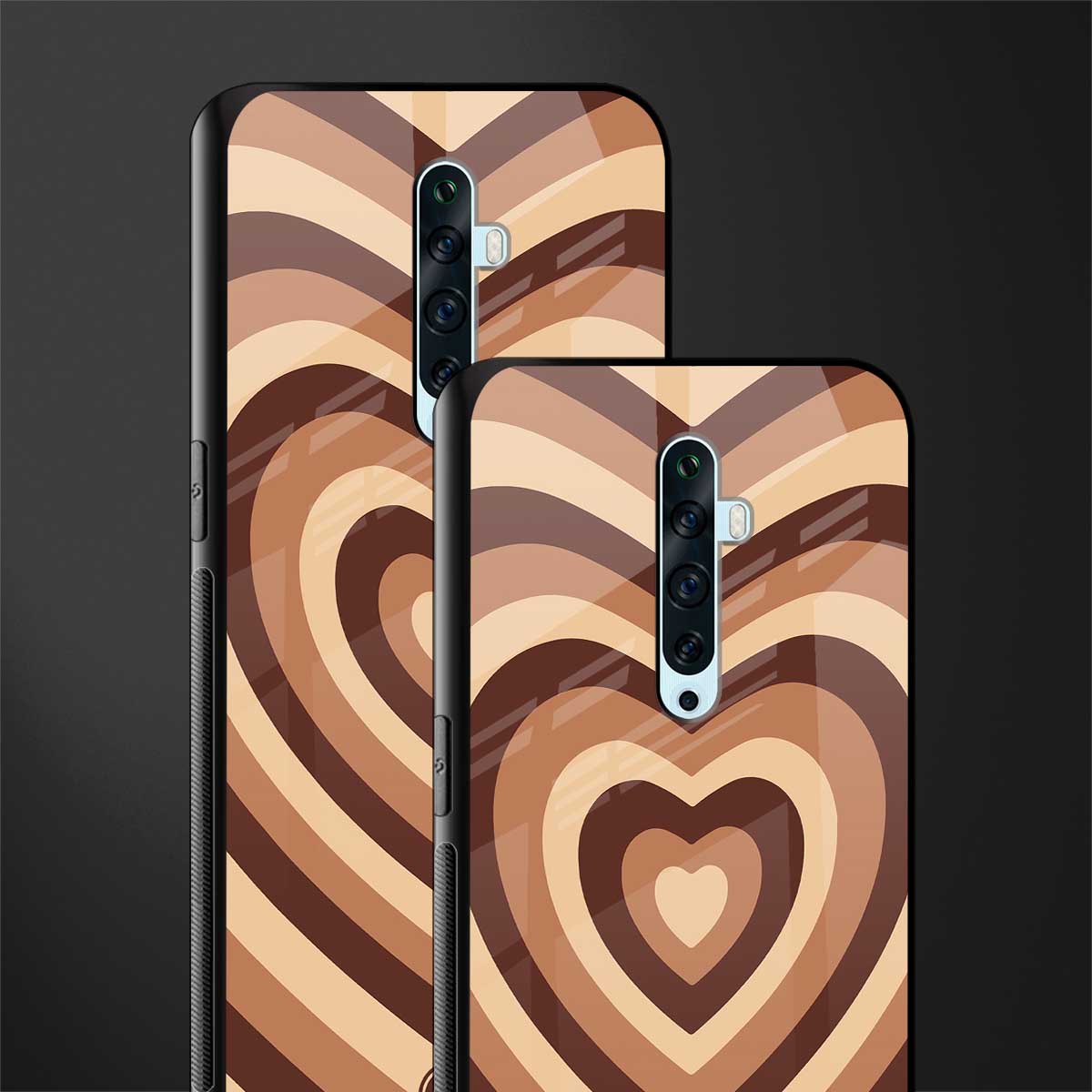 y2k brown hearts aesthetic glass case for oppo reno 2f image-2