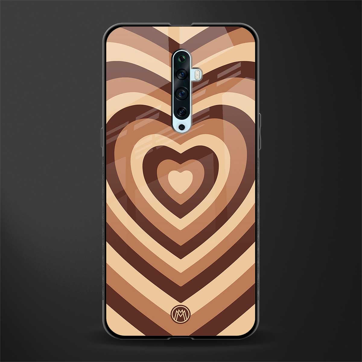 y2k brown hearts aesthetic glass case for oppo reno 2f image