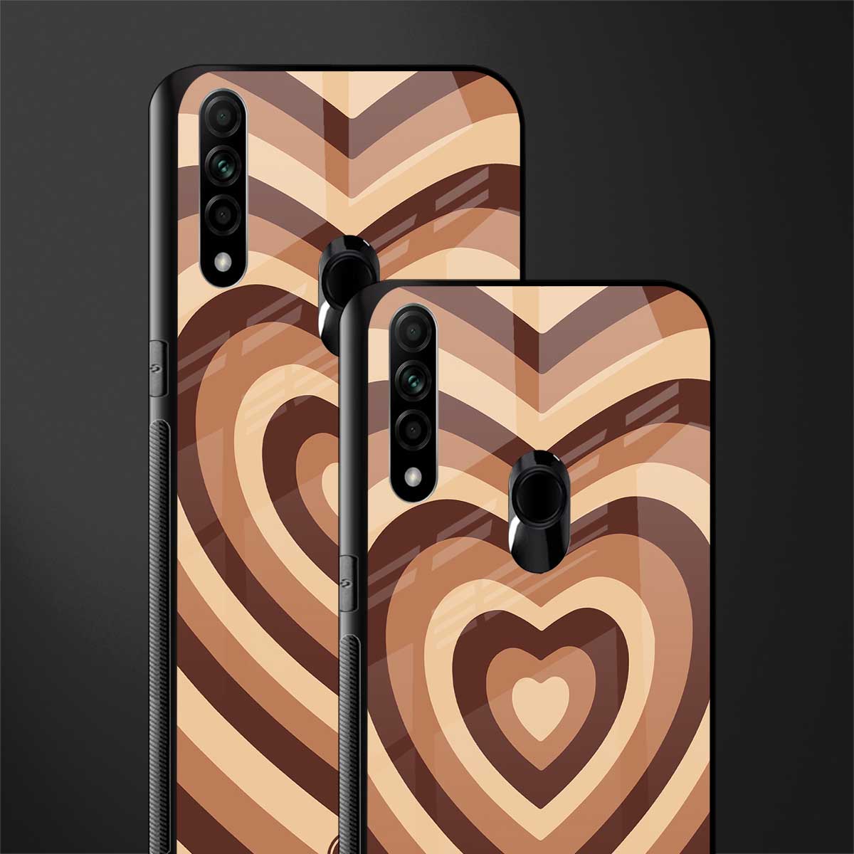 y2k brown hearts aesthetic glass case for oppo a31 image-2