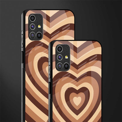 y2k brown hearts aesthetic glass case for samsung galaxy m31s image-2