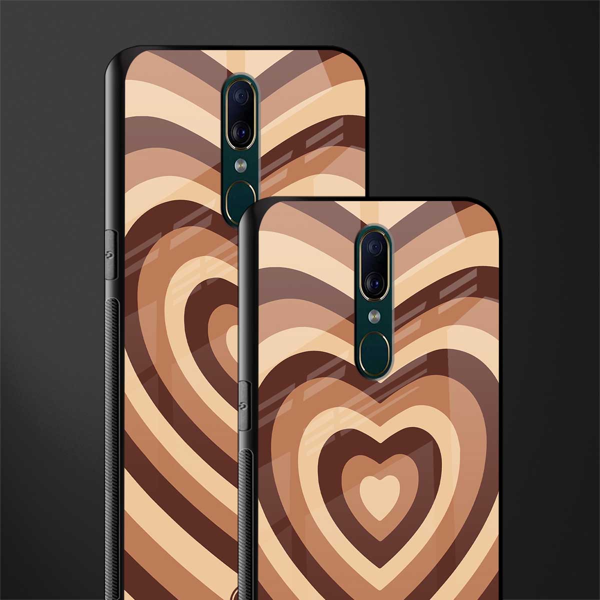 y2k brown hearts aesthetic glass case for oppo f11 image-2