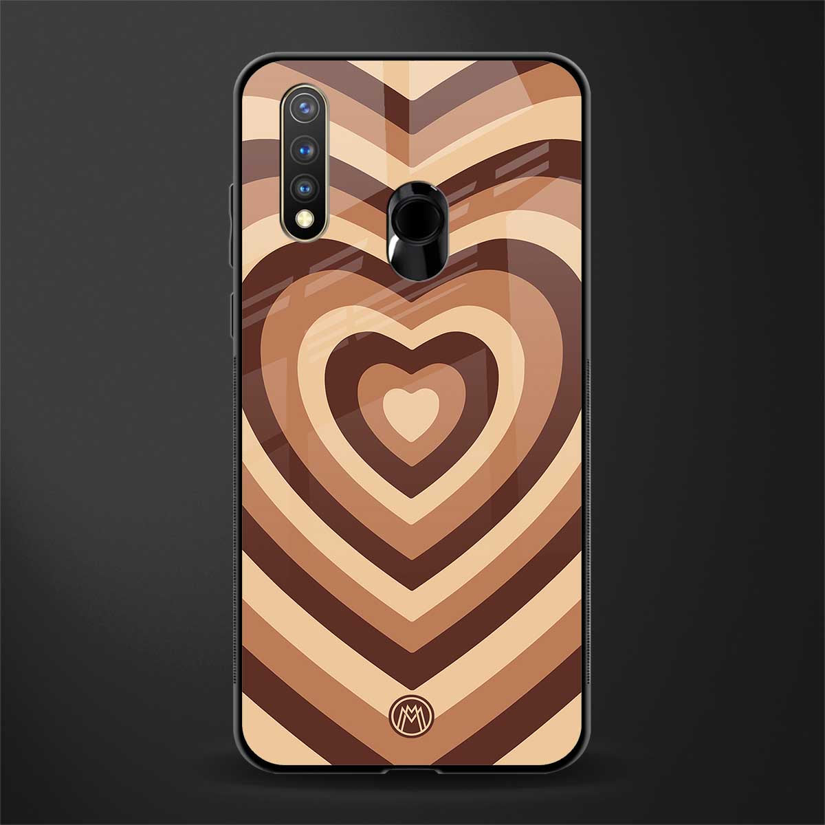 y2k brown hearts aesthetic glass case for vivo u20 image
