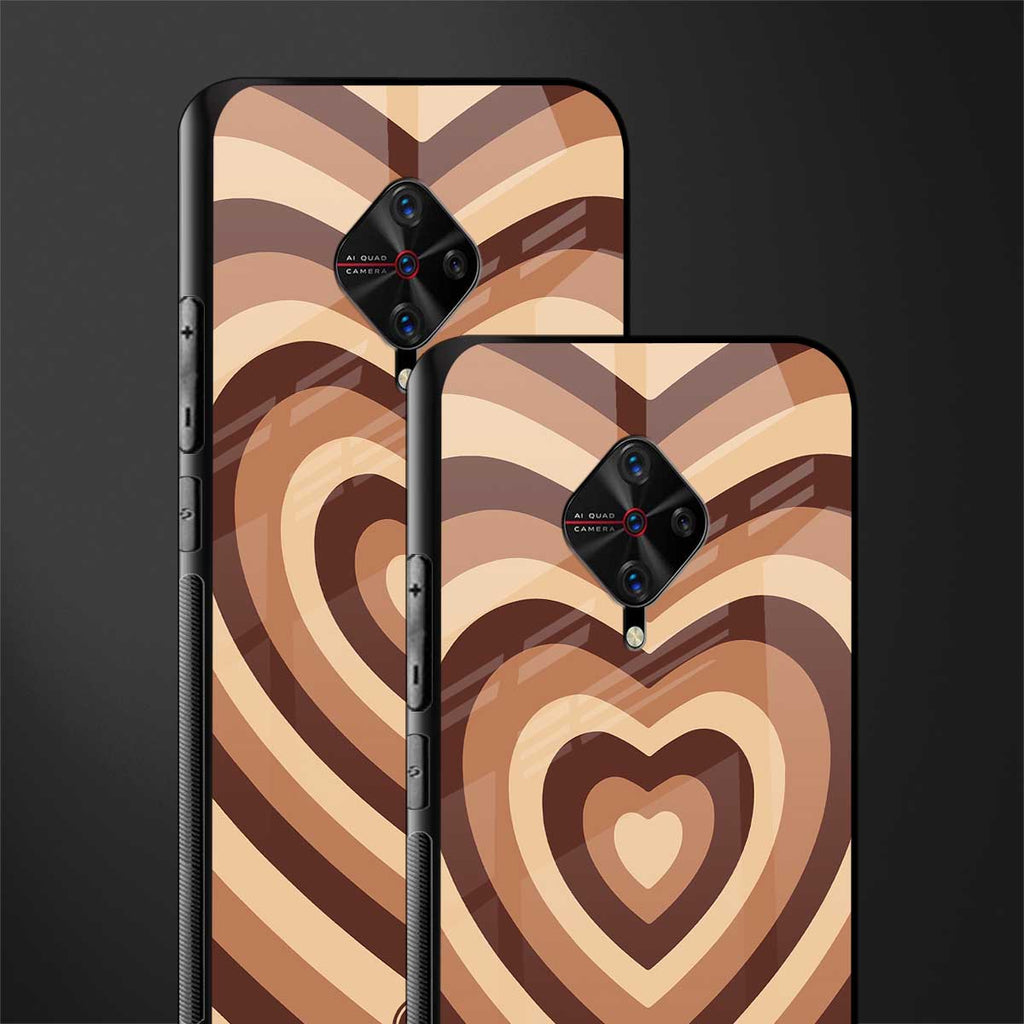 y2k brown hearts aesthetic glass case for vivo s1 pro image-2