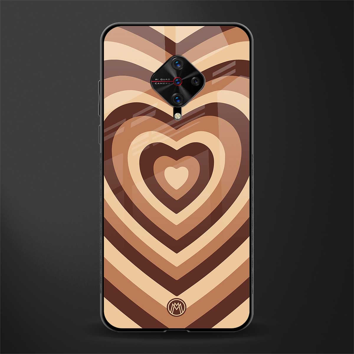 y2k brown hearts aesthetic glass case for vivo s1 pro image