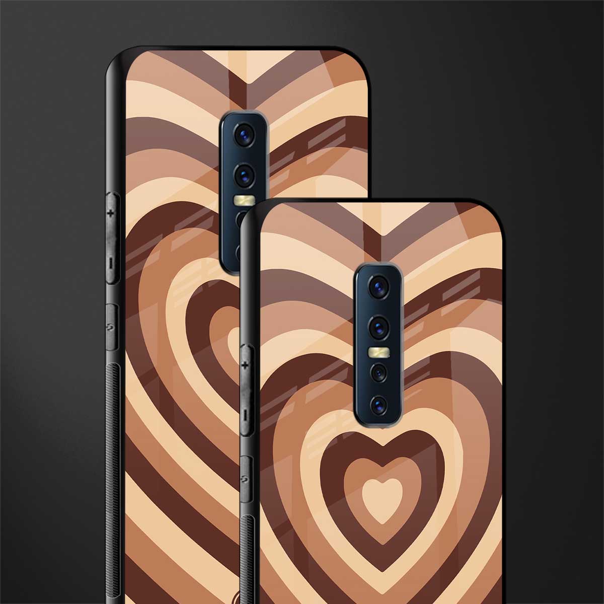 y2k brown hearts aesthetic glass case for vivo v17 pro image-2