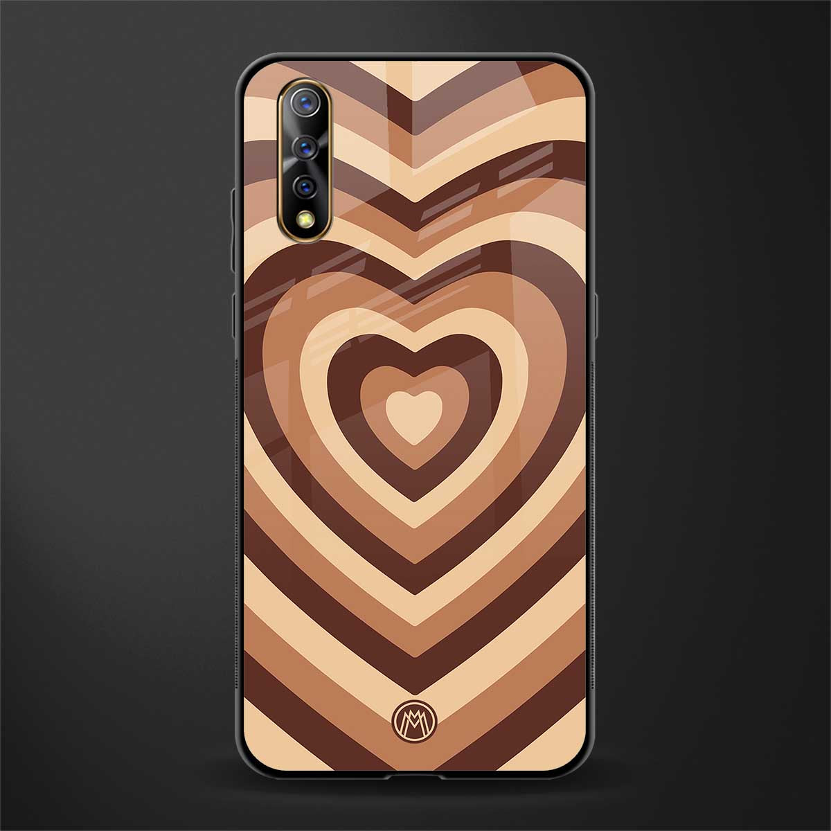 y2k brown hearts aesthetic glass case for vivo s1 image