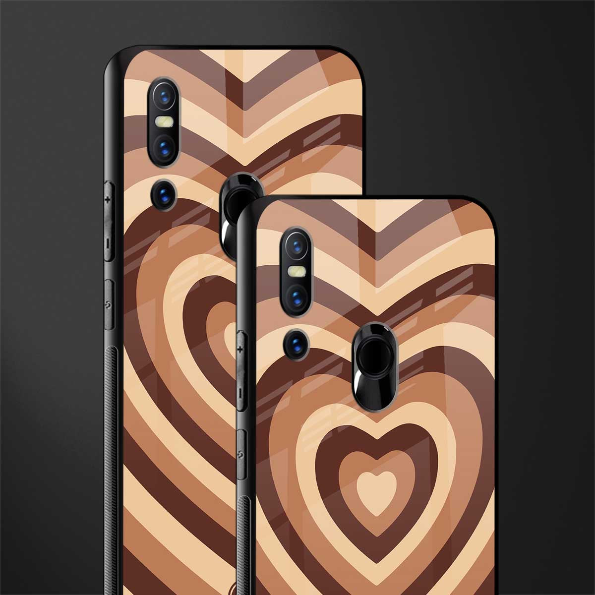 y2k brown hearts aesthetic glass case for vivo v15 image-2
