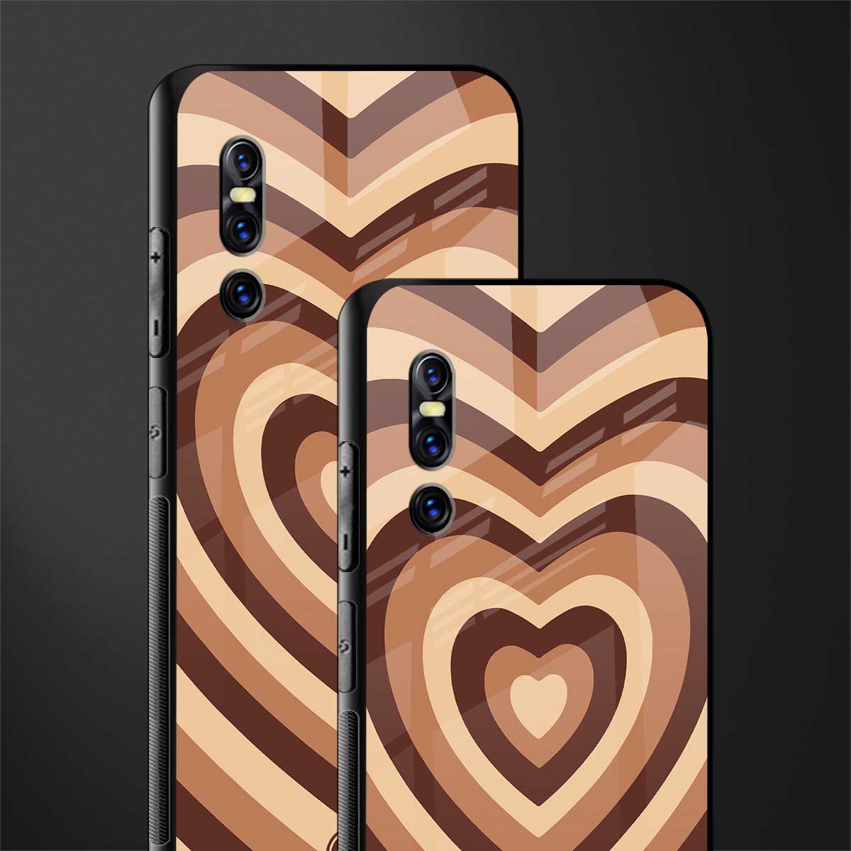 y2k brown hearts aesthetic glass case for vivo v15 pro image-2