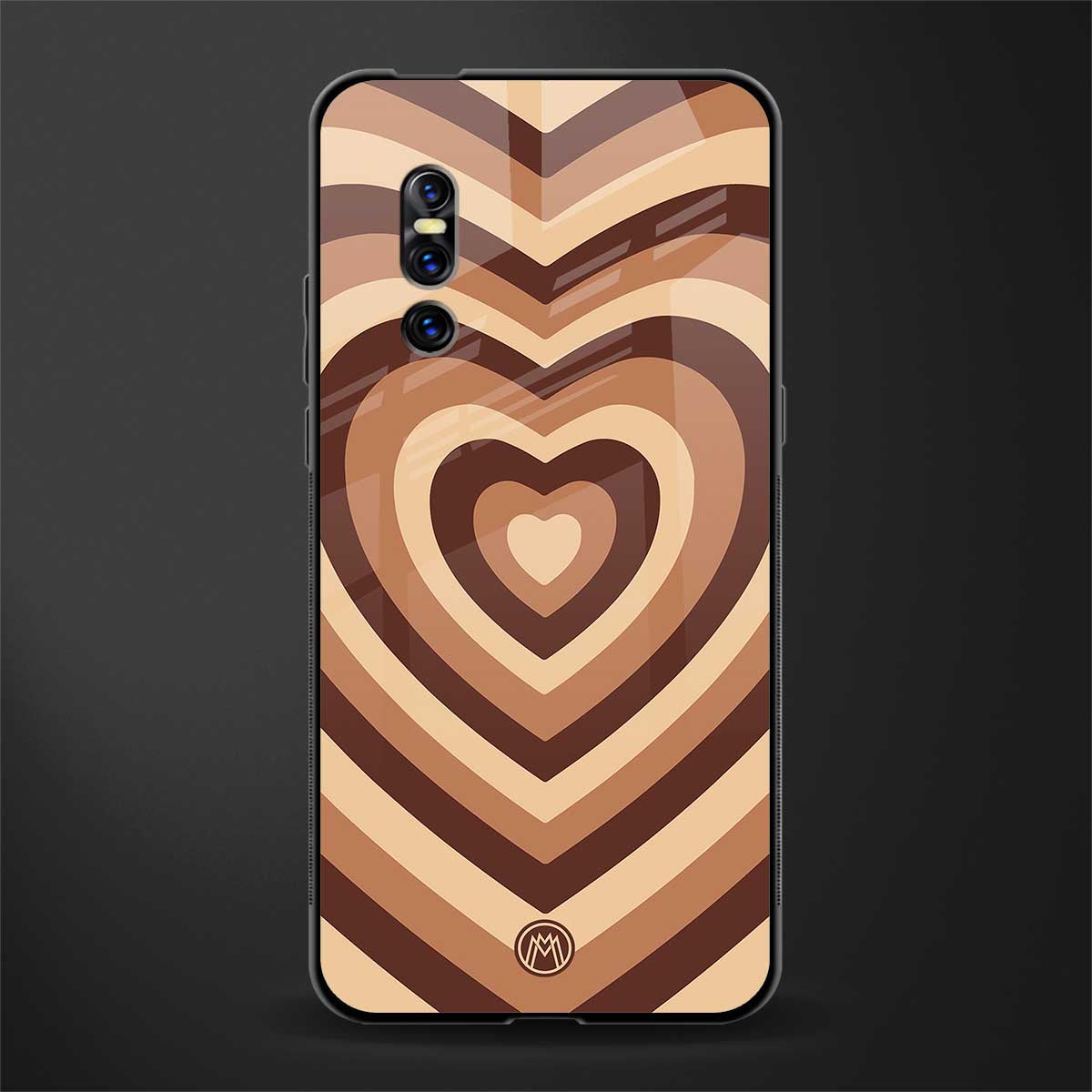 y2k brown hearts aesthetic glass case for vivo v15 pro image