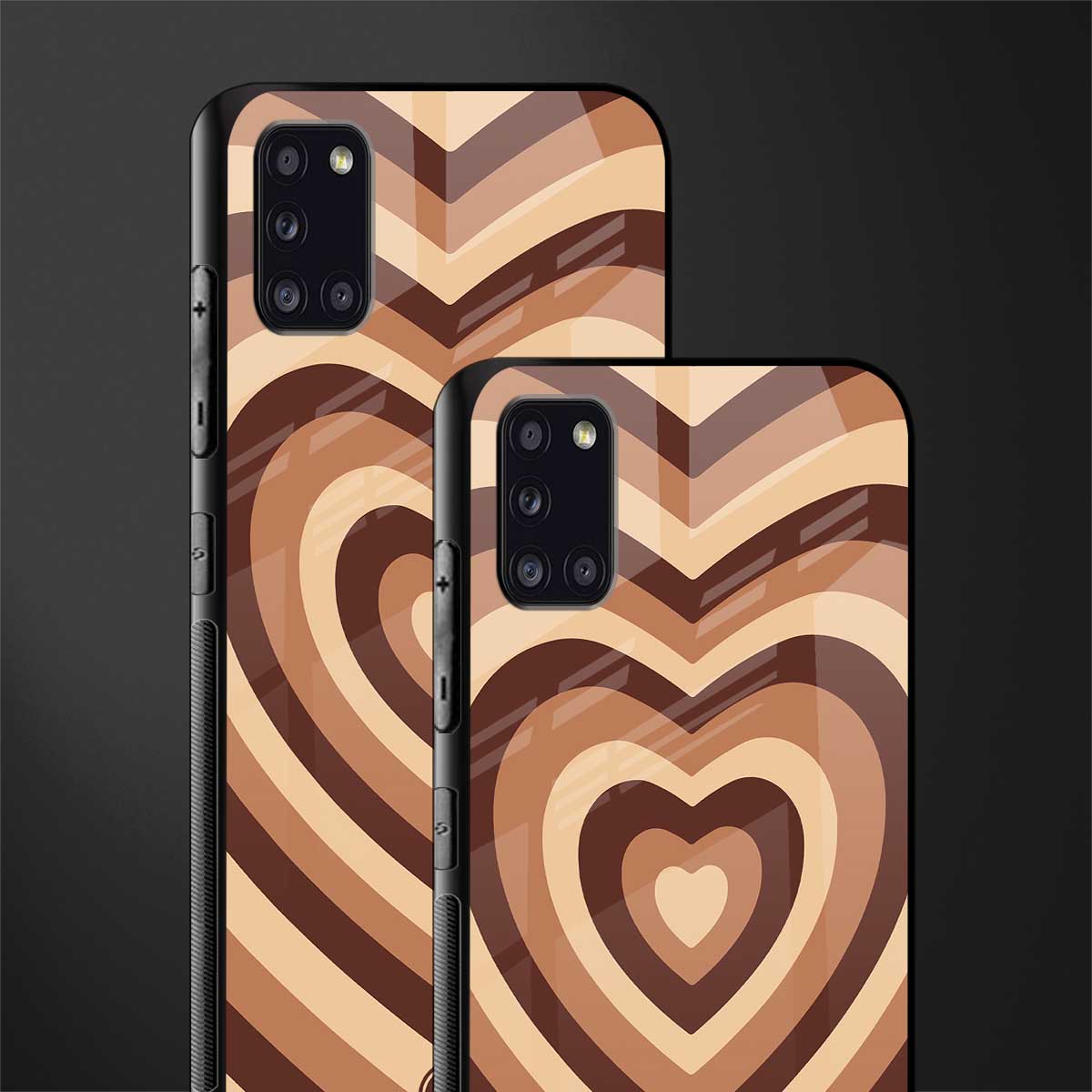 y2k brown hearts aesthetic glass case for samsung galaxy a31 image-2