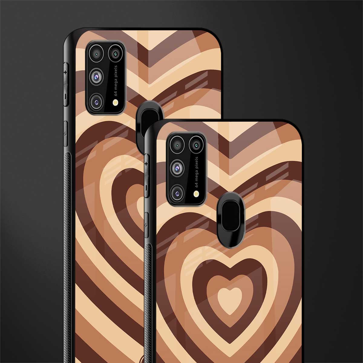 y2k brown hearts aesthetic glass case for samsung galaxy f41 image-2