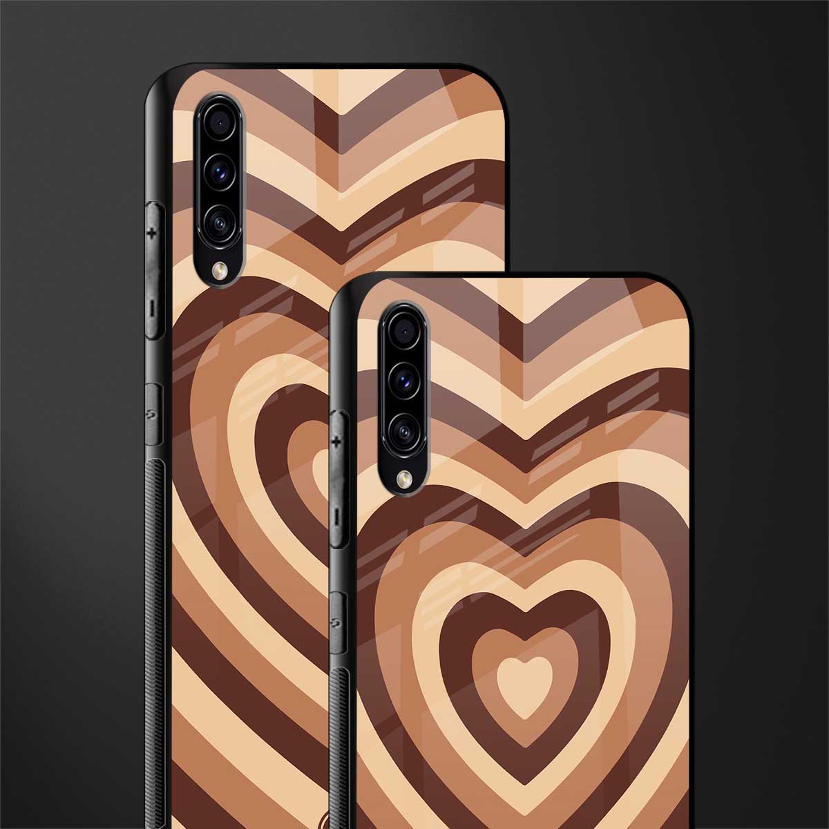 y2k brown hearts aesthetic glass case for samsung galaxy a50 image-2