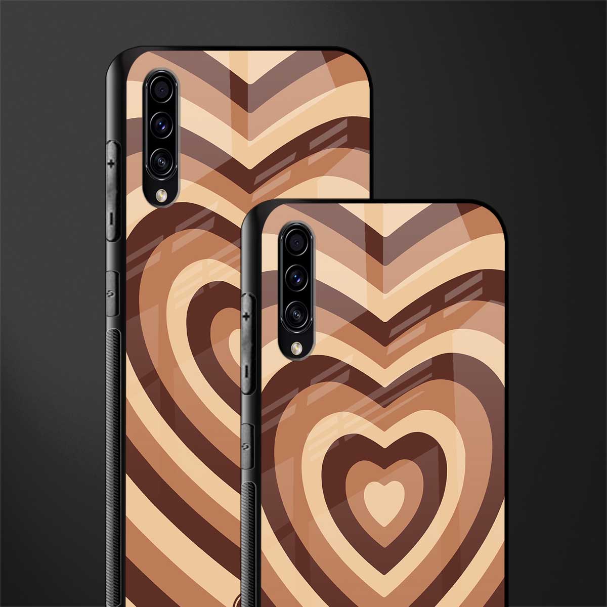 y2k brown hearts aesthetic glass case for samsung galaxy a70 image-2