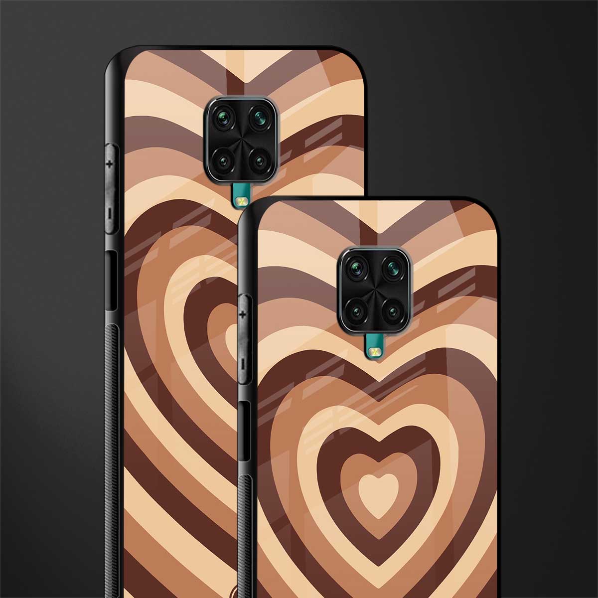 y2k brown hearts aesthetic glass case for redmi note 9 pro image-2